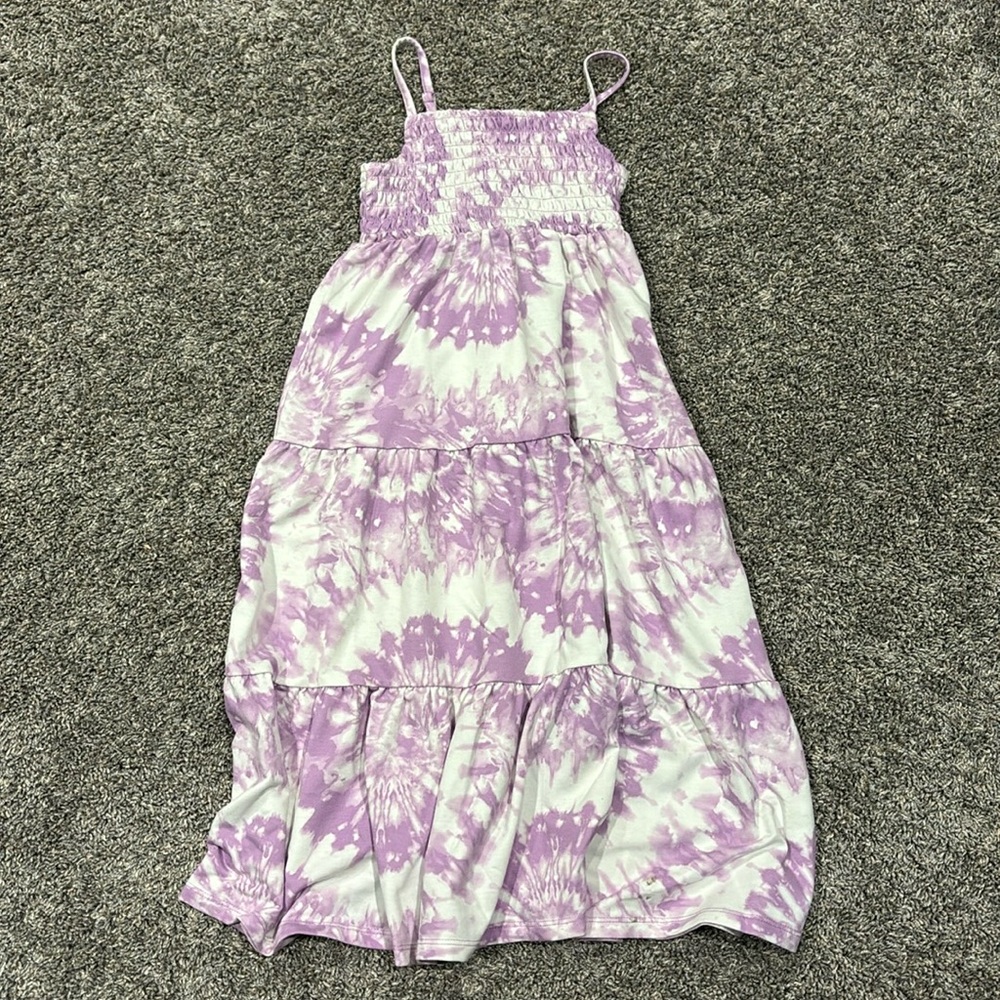 Girls Purple and White Tie-Dye Maxi Dress